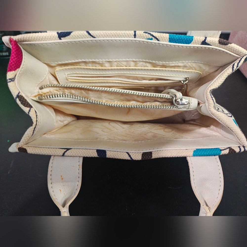 127 - FURLA Cream Canvas Mini Satchel with Teal, Olive, and Berry Floral Print - Picture 10 of 12